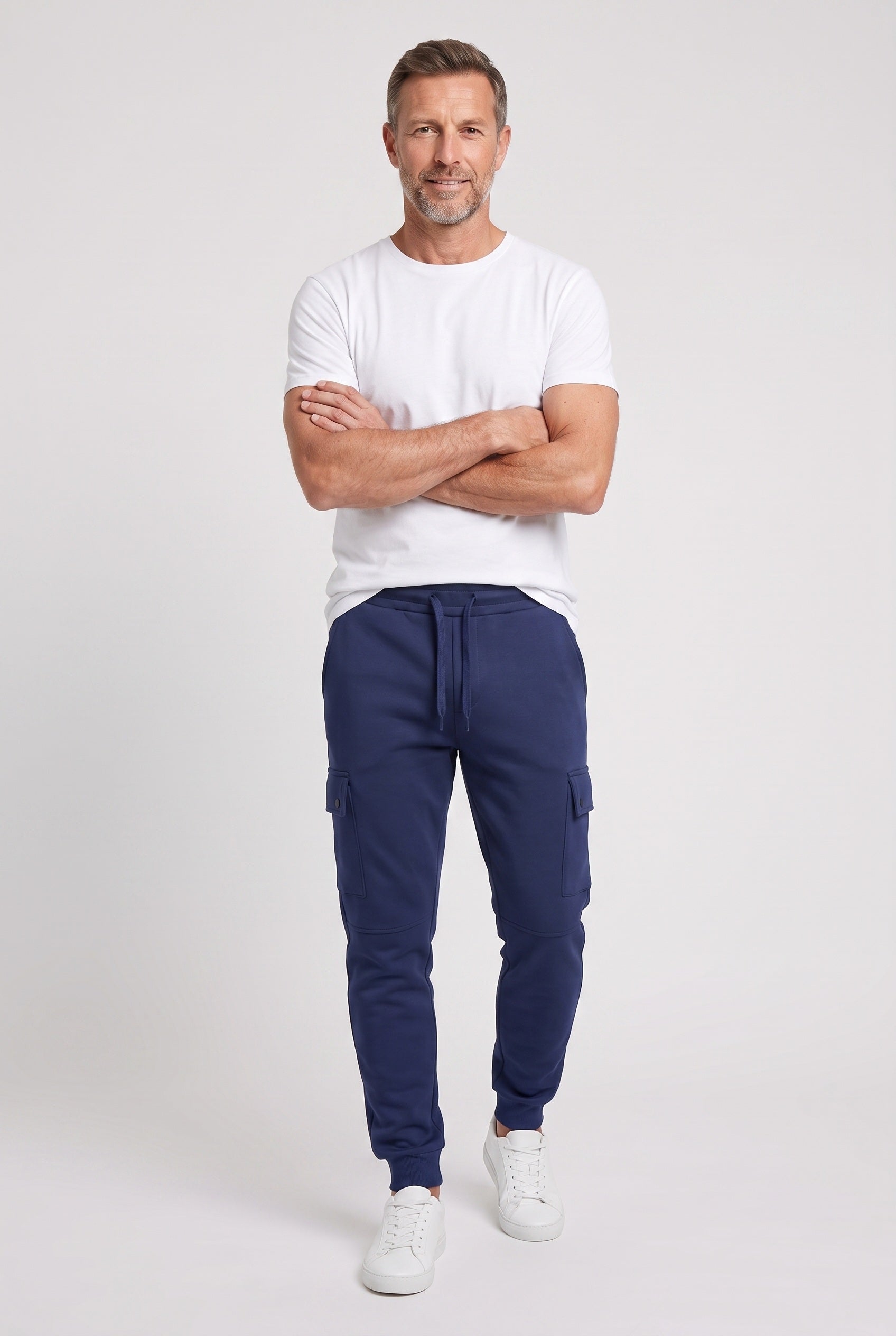 Cargo Joggers Grey Men's Cotton Tapered Fit Drawstring Sweatpants – Casual, Gym Wear