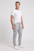 Cargo Joggers Grey Men's Cotton Tapered Fit Drawstring Sweatpants – Casual, Gym Wear