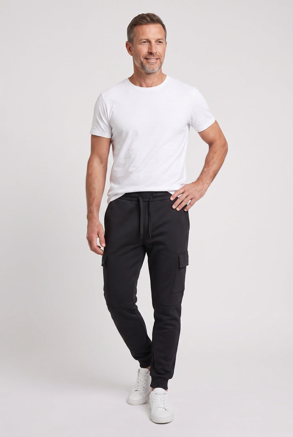 Cargo Joggers Grey Men's Cotton Tapered Fit Drawstring Sweatpants – Casual, Gym Wear