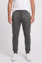 Cargo Joggers Grey Men's Cotton Tapered Fit Drawstring Sweatpants – Casual, Gym Wear