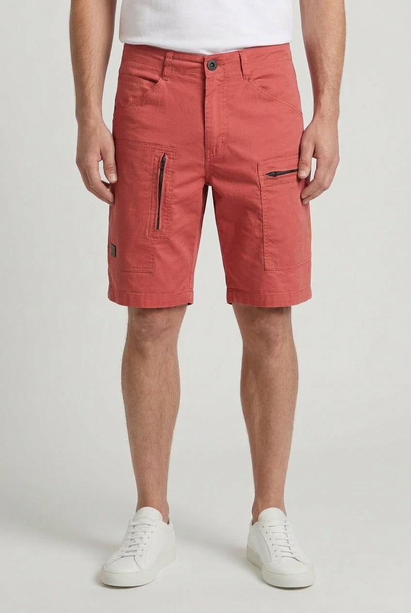 Cargo Shorts Cotton Beige Men's Zip Pockets – Casual, Holiday · Werune