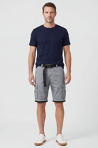 Cargo Shorts Cotton Grey Men's with Belt & Multiple Pockets – Casual, Holiday · Werune