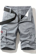 Cargo Shorts Cotton Grey Men's with Belt & Multiple Pockets – Casual, Holiday · Werune