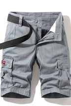 Cargo Shorts Cotton Grey Men's with Belt & Multiple Pockets – Casual, Holiday · Werune