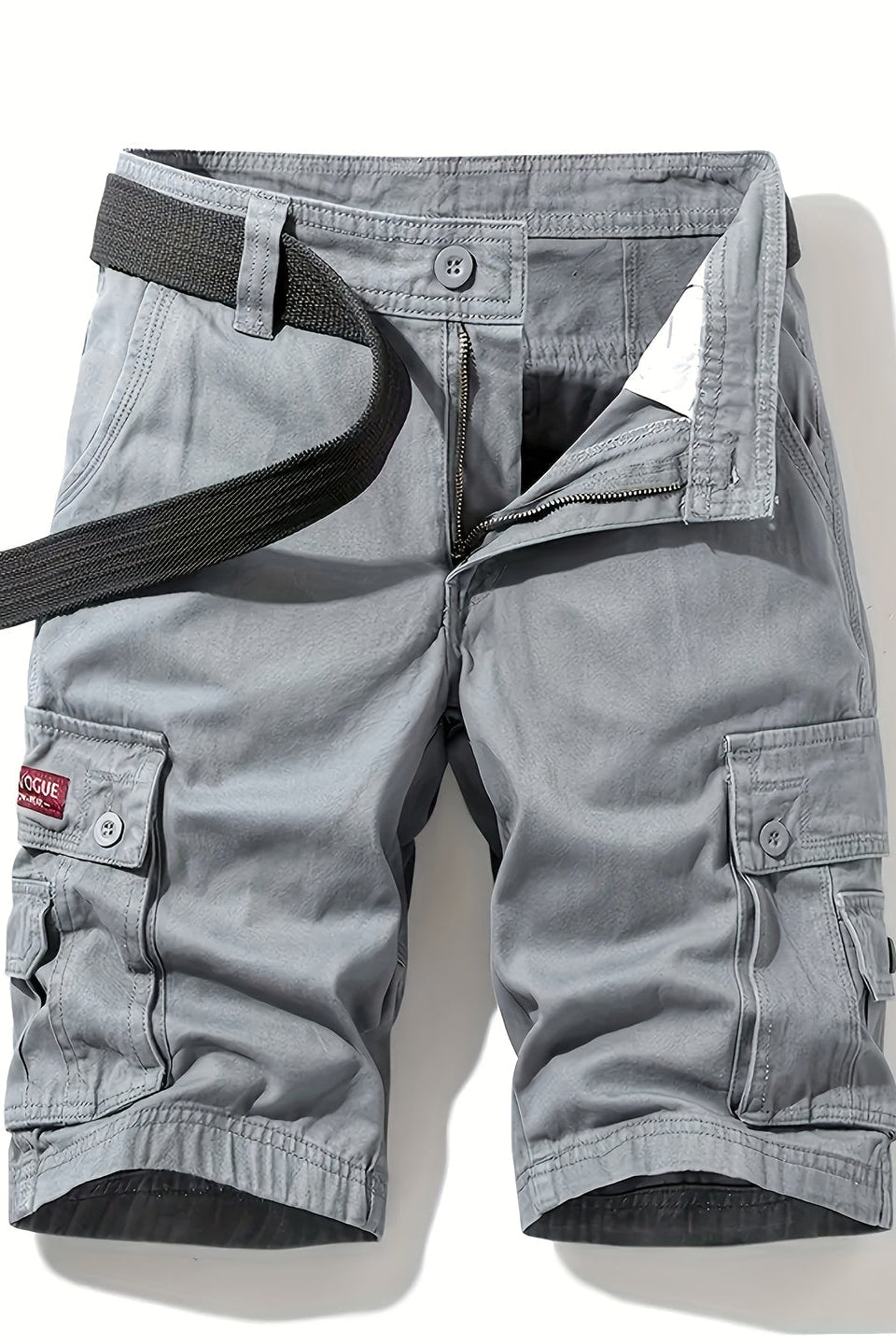 Cargo Shorts Cotton Grey Men's with Belt & Multiple Pockets – Casual, Holiday · Werune