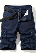 Cargo Shorts Cotton Grey Men's with Belt & Multiple Pockets – Casual, Holiday · Werune