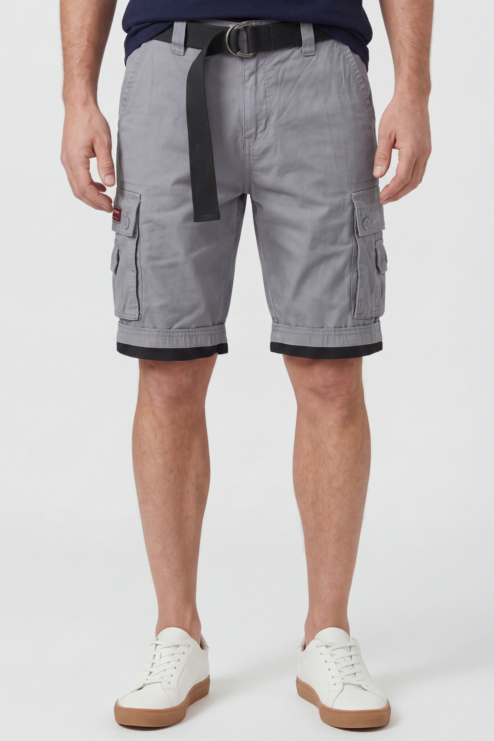Cargo Shorts Cotton Grey Men's with Belt & Multiple Pockets – Casual, Holiday · Werune