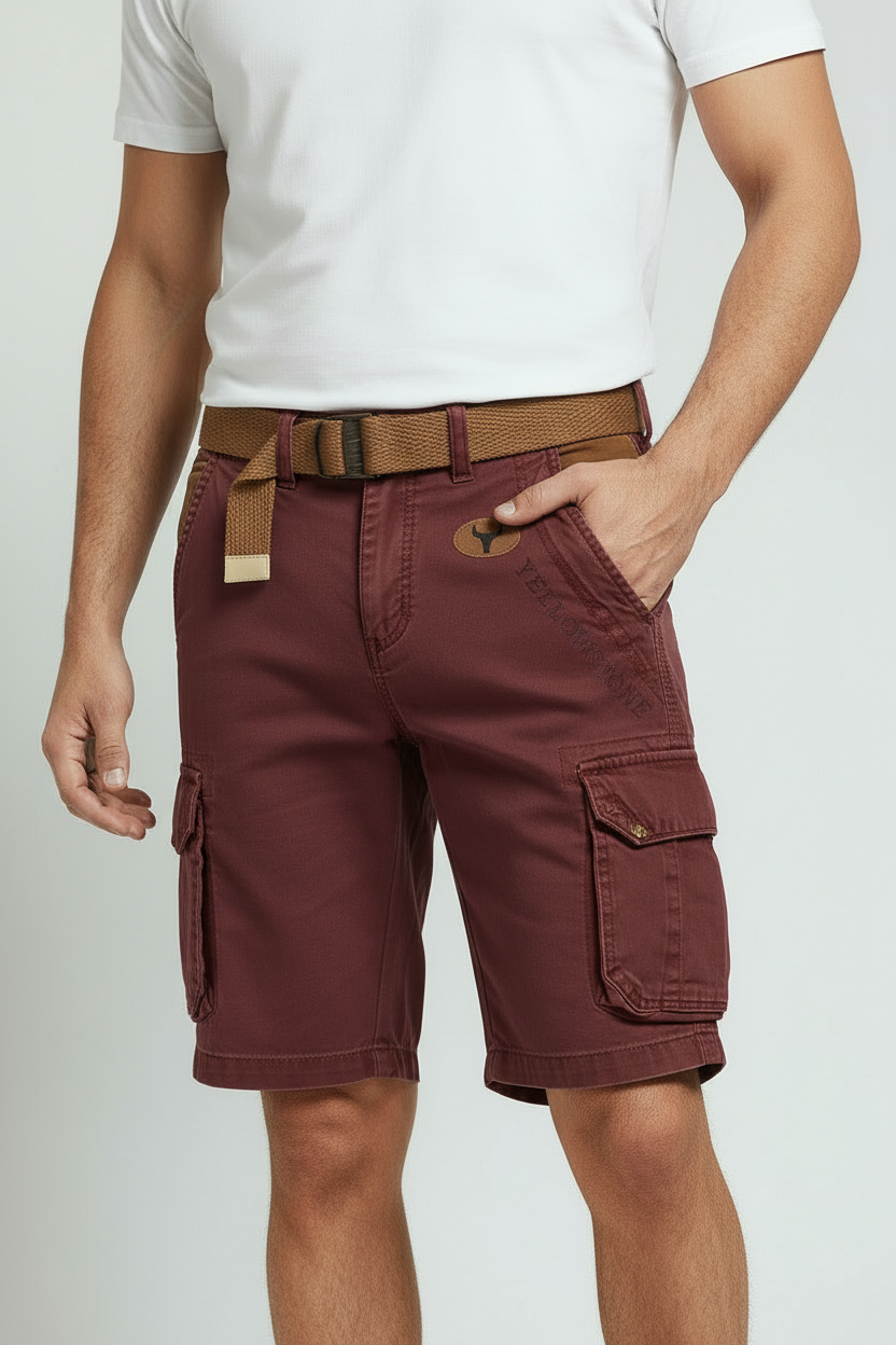 Cargo Shorts Cotton Grey Men's with Utility Pockets & Belt – Casual, Holiday · Werune