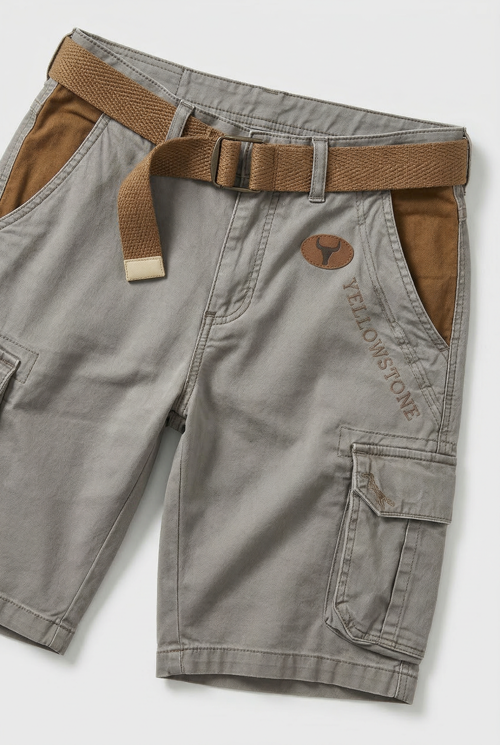 Cargo Shorts Cotton Grey Men's with Utility Pockets & Belt – Casual, Holiday · Werune