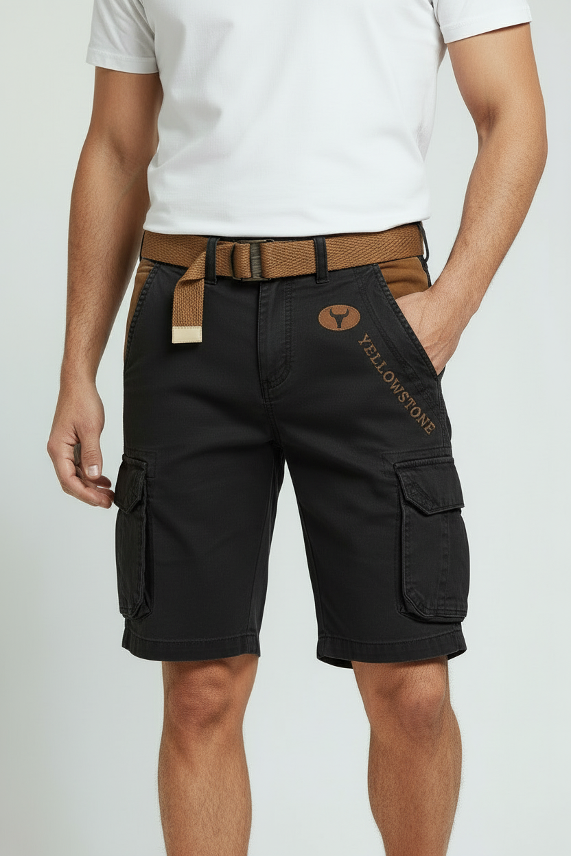 Cargo Shorts Cotton Grey Men's with Utility Pockets & Belt – Casual, Holiday · Werune