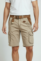 Cargo Shorts Cotton Grey Men's with Utility Pockets & Belt – Casual, Holiday · Werune