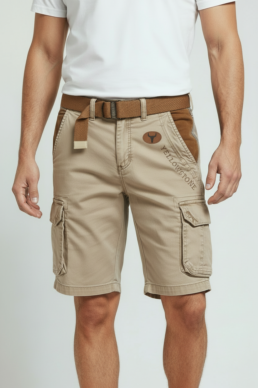 Cargo Shorts Cotton Grey Men's with Utility Pockets & Belt – Casual, Holiday · Werune