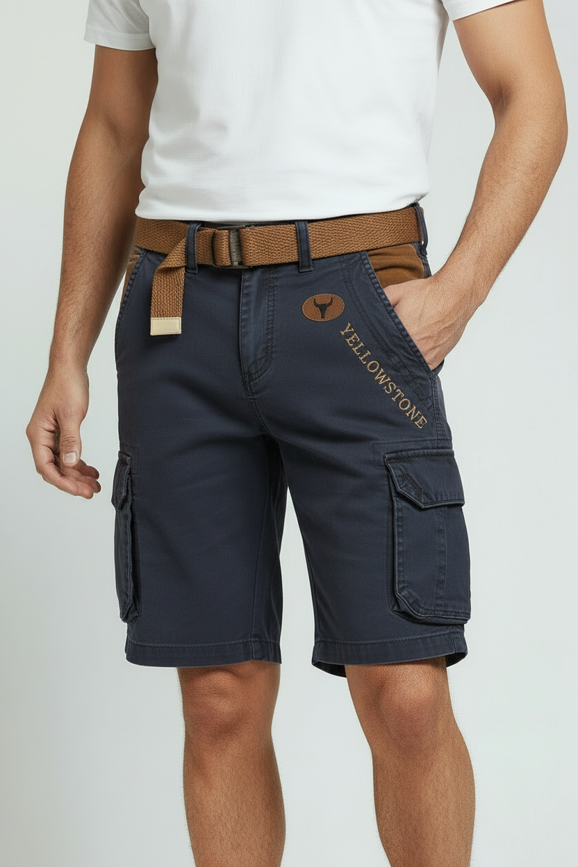 Cargo Shorts Cotton Grey Men's with Utility Pockets & Belt – Casual, Holiday · Werune