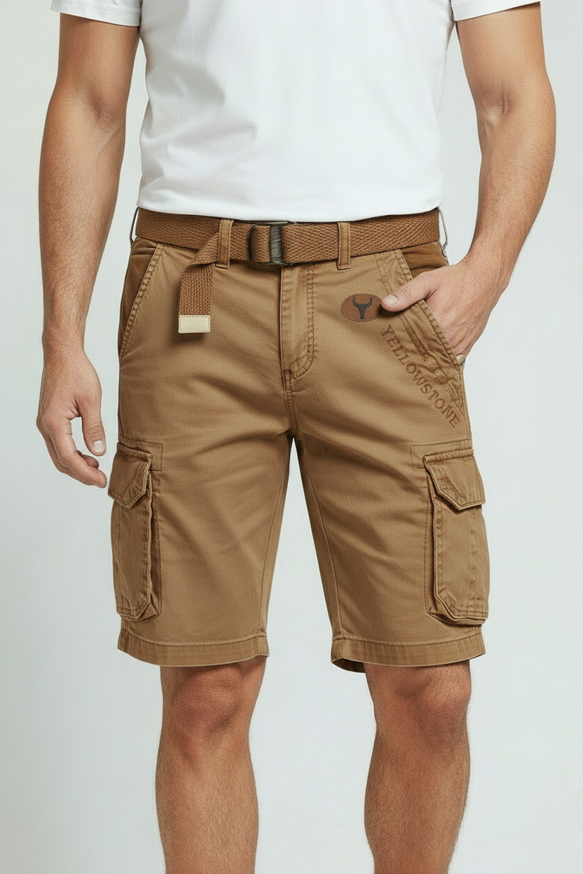 Cargo Shorts Cotton Grey Men's with Utility Pockets & Belt – Casual, Holiday · Werune