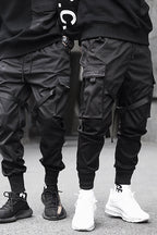 Cargo Trousers Black Men's Techwear Joggers with Straps – Casual, Streetwear Style