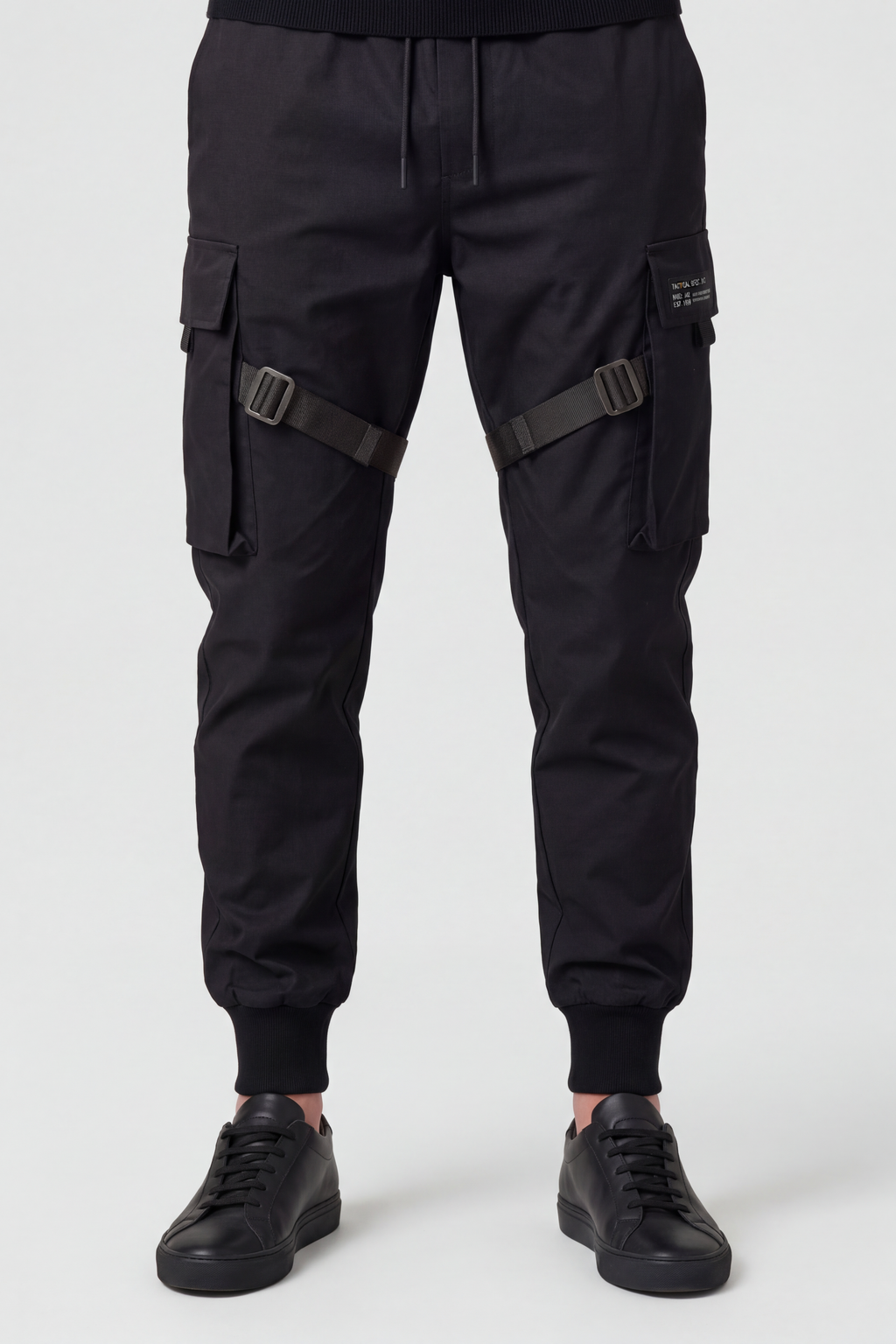 Cargo Trousers Black Men's Techwear Joggers with Straps – Casual, Streetwear Style