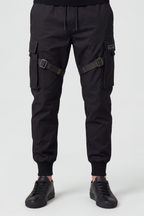 Cargo Trousers Black Men's Techwear Joggers with Straps – Casual, Streetwear Style