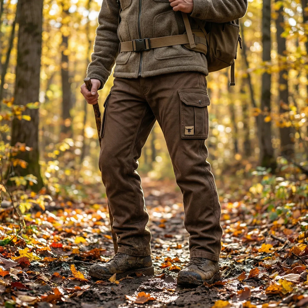 Cargo Trousers Brown Men's Multi-Pocket Utility Bottoms – Casual, Outdoor, Everyday Wear