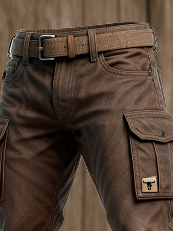 Cargo Trousers Brown Men's Multi-Pocket Utility Bottoms – Casual, Outdoor, Everyday Wear