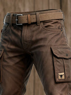 Cargo Trousers Brown Men's Multi-Pocket Utility Bottoms – Casual, Outdoor, Everyday Wear