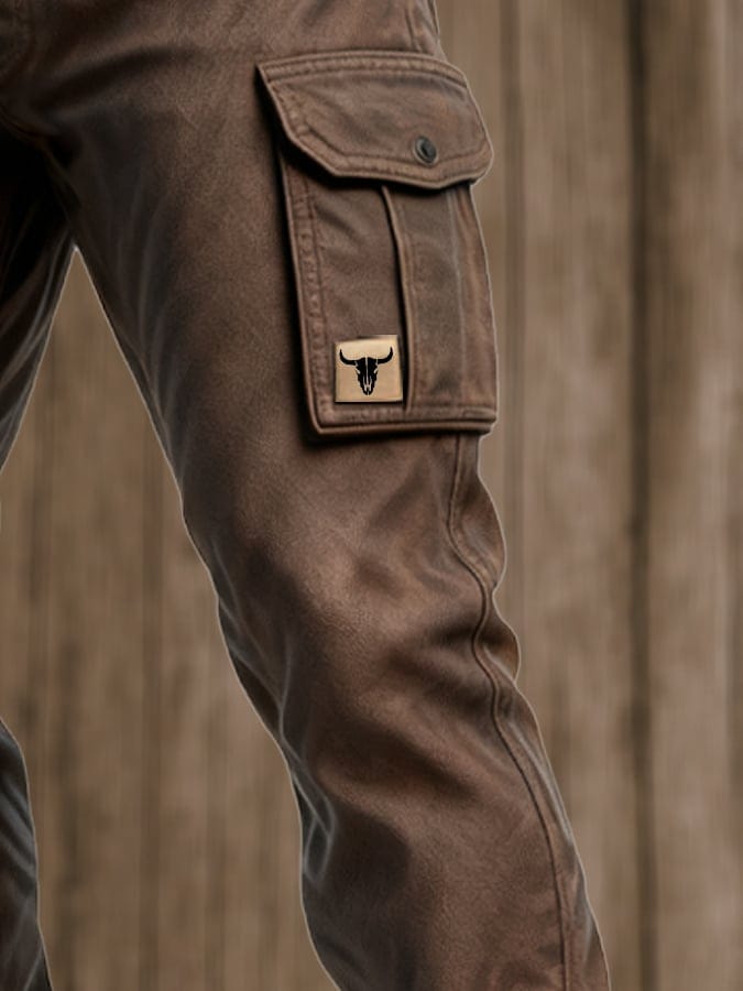 Cargo Trousers Brown Men's Multi-Pocket Utility Bottoms – Casual, Outdoor, Everyday Wear