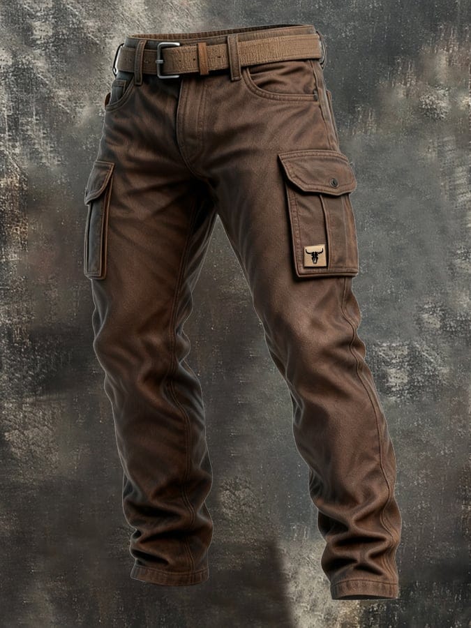 Cargo Trousers Brown Men's Multi-Pocket Utility Bottoms – Casual, Outdoor, Everyday Wear