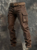 Cargo Trousers Brown Men's Multi-Pocket Utility Bottoms – Casual, Outdoor, Everyday Wear