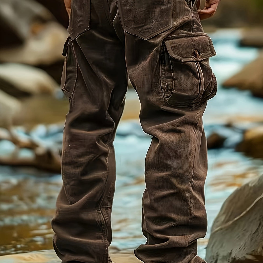 Cargo Trousers Corduroy Men's Relaxed-Fit Multi-Pocket – Casual, Outdoor, Everyday Wear