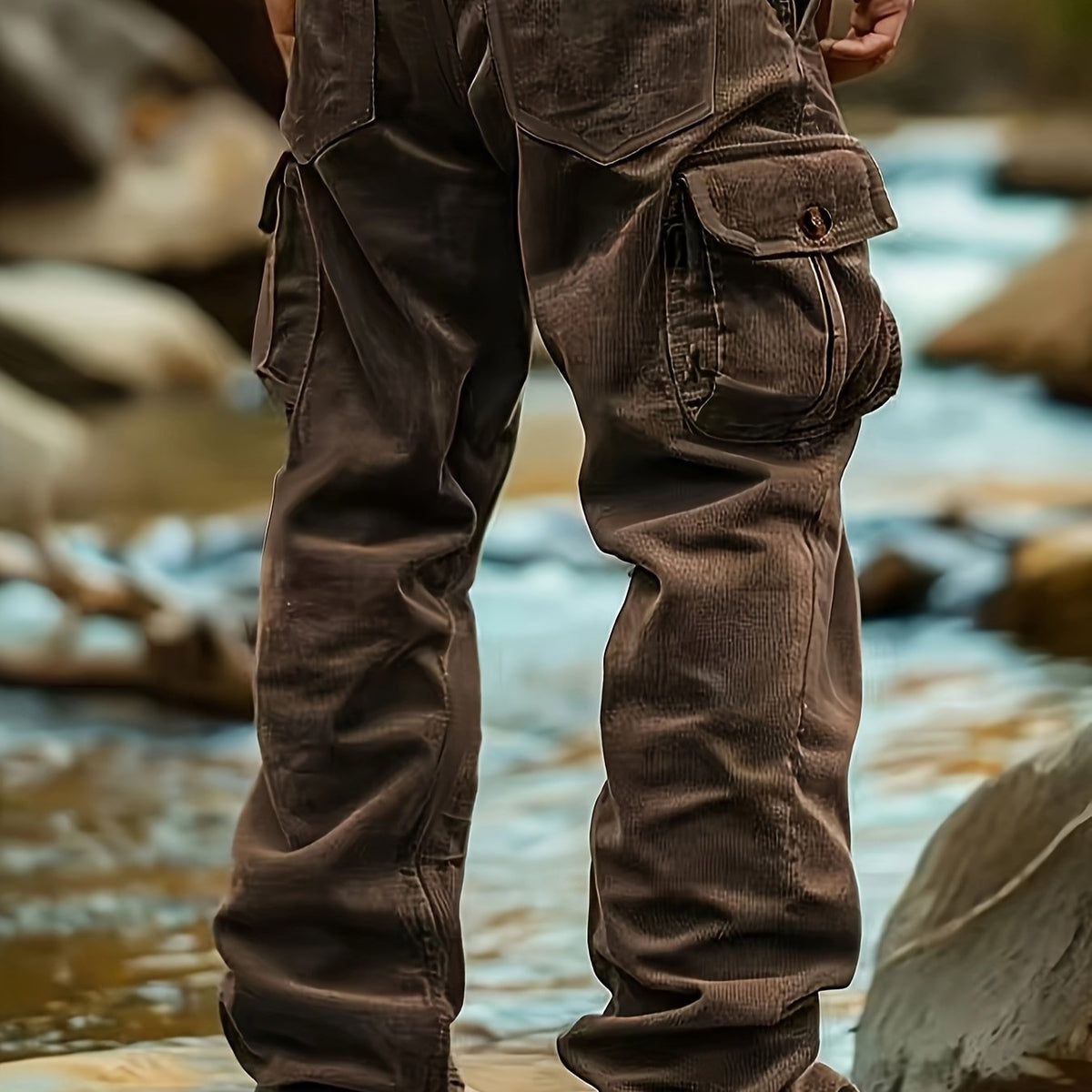 Cargo Trousers Corduroy Men's Relaxed-Fit Multi-Pocket – Casual, Outdoor, Everyday Wear