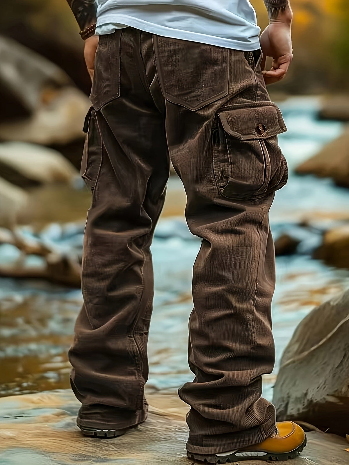 Cargo Trousers Corduroy Men's Relaxed-Fit Multi-Pocket – Casual, Outdoor, Everyday Wear