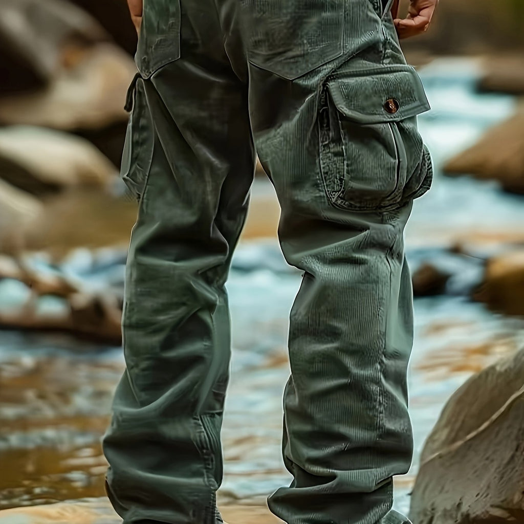 Cargo Trousers Corduroy Men's Relaxed-Fit Multi-Pocket – Casual, Outdoor, Everyday Wear
