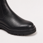 Chelsea Boots Leather Black Women's Chunky Platform Lug Sole – Casual, Office, Everyday, Gift