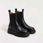 Chelsea Boots Leather Black Women's Chunky Platform Lug Sole – Casual, Office, Everyday, Gift