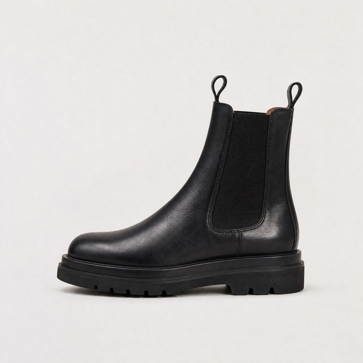 Chelsea Boots Leather Black Women's Chunky Platform Lug Sole – Casual, Office, Everyday, Gift