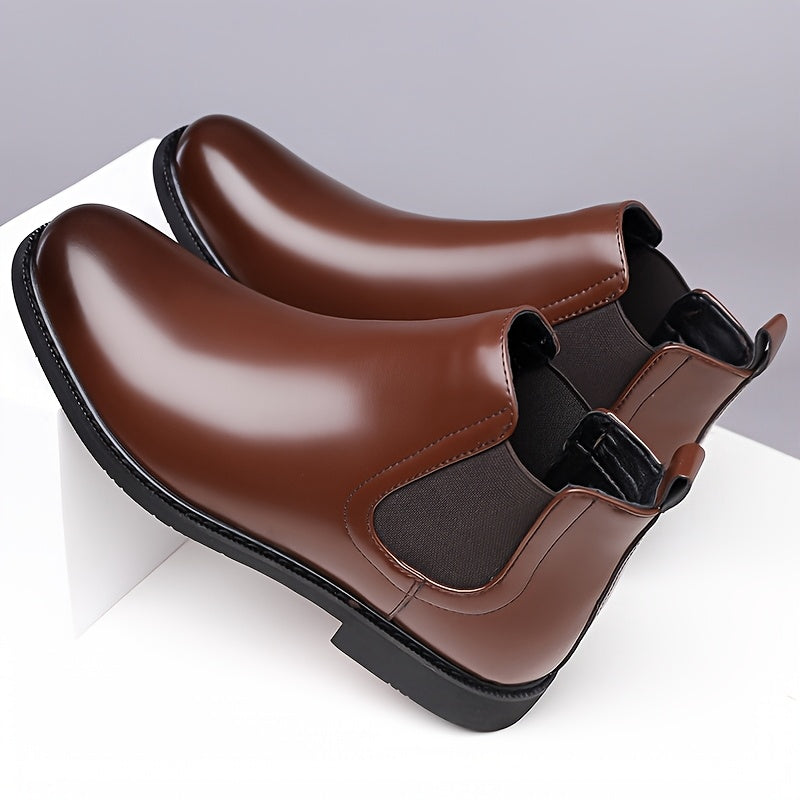 Chelsea Boots Leather Brown Men's Slip-On Ankle Boots – Office, Casual, Formal Wear, Gift