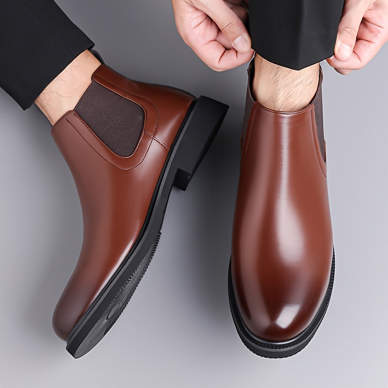Chelsea Boots Leather Brown Men's Slip-On Ankle Boots – Office, Casual, Formal Wear, Gift