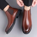 Chelsea Boots Leather Brown Men's Slip-On Ankle Boots – Office, Casual, Formal Wear, Gift