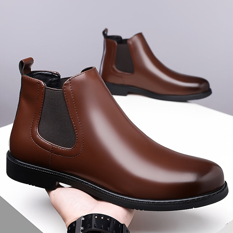 Chelsea Boots Leather Brown Men's Slip-On Ankle Boots – Office, Casual, Formal Wear, Gift