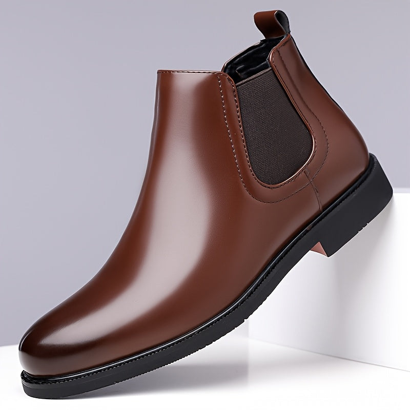 Chelsea Boots Leather Brown Men's Slip-On Ankle Boots – Office, Casual, Formal Wear, Gift