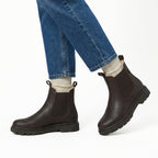 Chelsea Boots Leather Fleece-Lined Brown Women's – Casual, Winter, Everyday · Werune