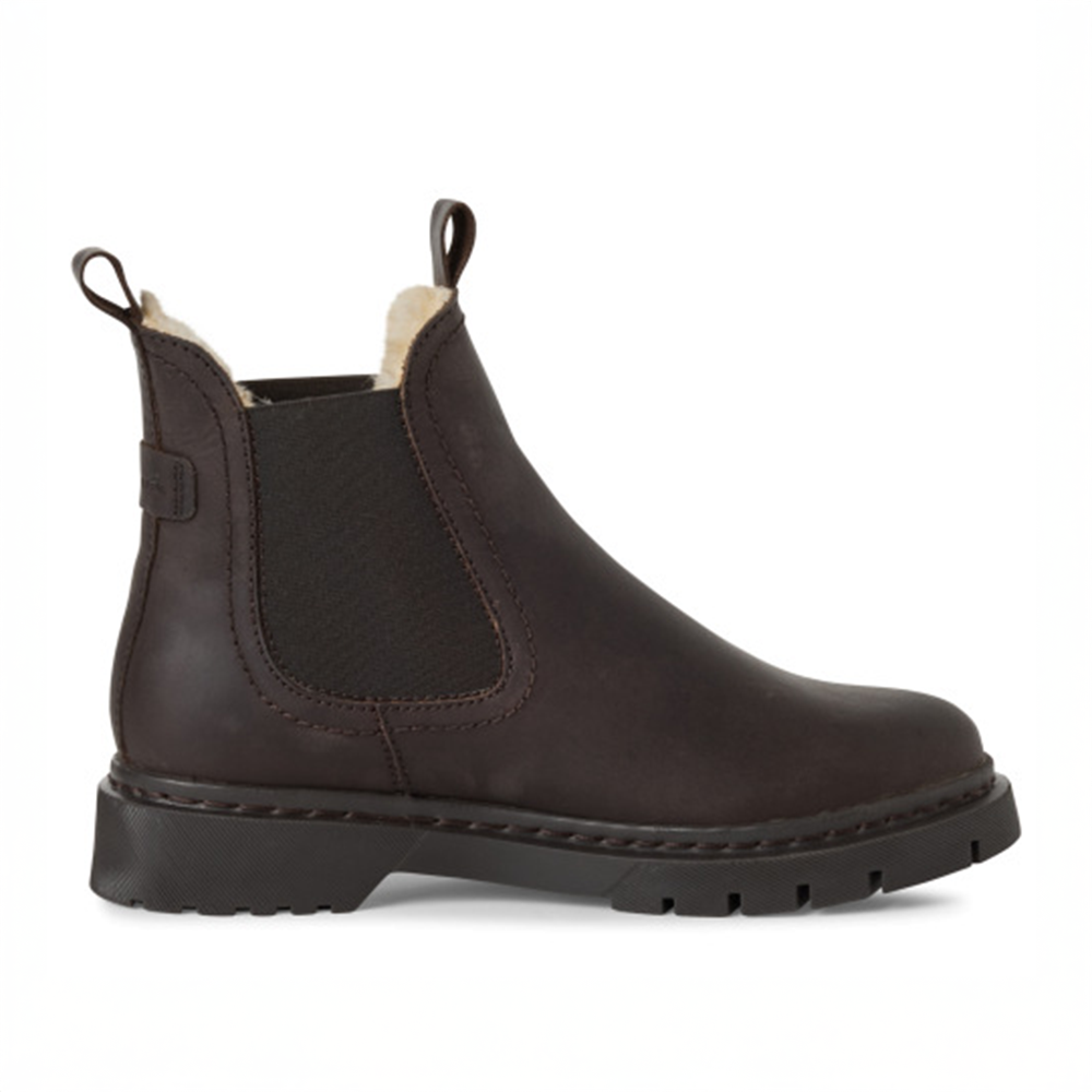 Chelsea Boots Leather Fleece-Lined Brown Women's – Casual, Winter, Everyday · Werune