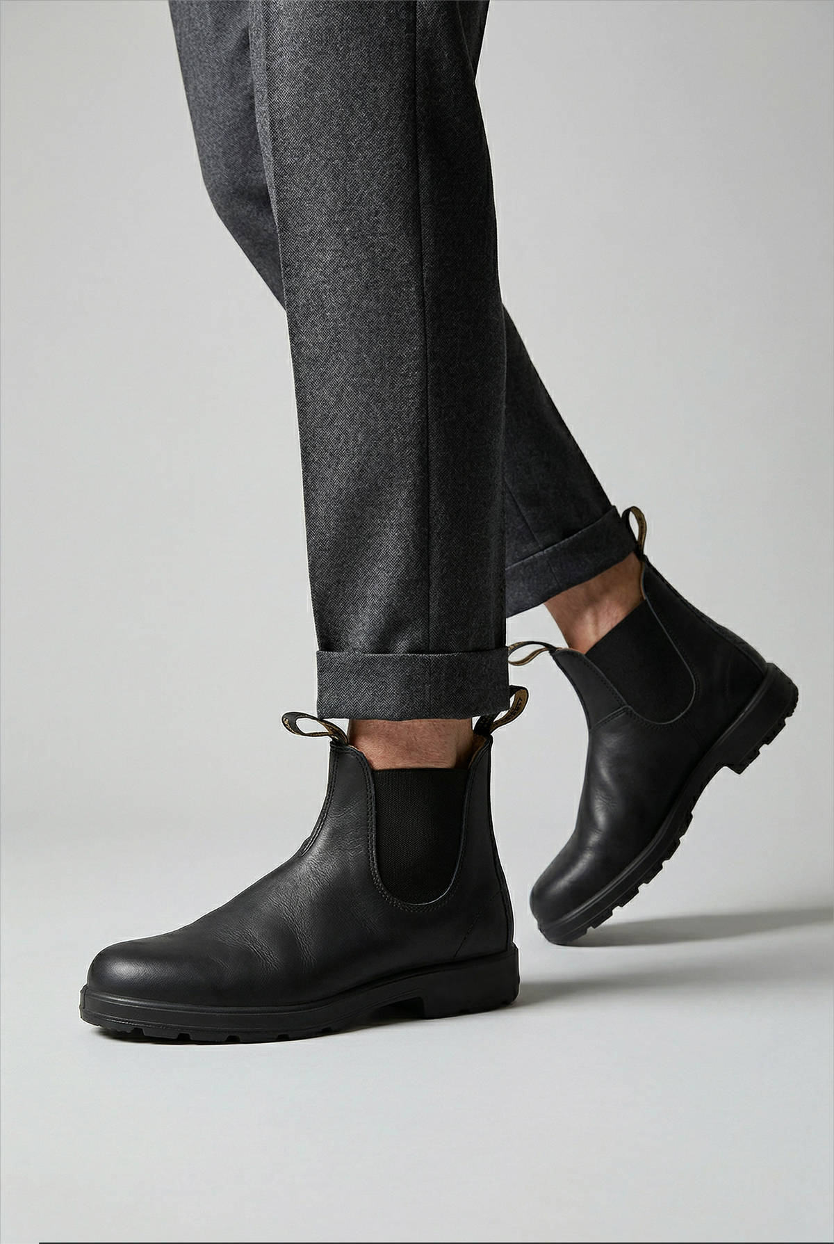 Chelsea Boots Leather Look Black Men's Ankle Slip-On – Casual, Office, Everyday · Werune