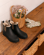 Chelsea Rain Boots Rubber Fur-Lined Black Leopard Women's – Garden, Outdoor · Werune