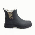 Chelsea Rain Boots Rubber Fur-Lined Black Leopard Women's – Garden, Outdoor · Werune