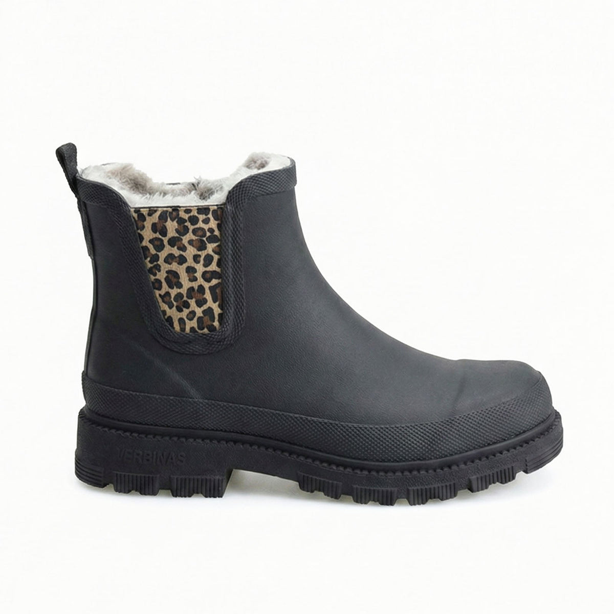 Chelsea Rain Boots Rubber Fur-Lined Black Leopard Women's – Garden, Outdoor · Werune