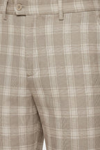 Chino Trousers Beige Checked Slim Fit Men's – Casual, Office, Smart, Everyday Wear