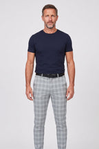 Chino Trousers Beige Checked Slim Fit Men's – Casual, Office, Smart, Everyday Wear