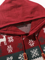 Christmas Hooded Sweater Men's Knitted Reindeer Snowflake Pullover Hoodie – Festive Wear, Holiday Gift