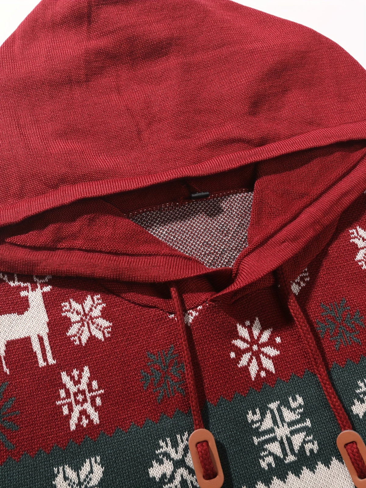 Christmas Hooded Sweater Men's Knitted Reindeer Snowflake Pullover Hoodie – Festive Wear, Holiday Gift