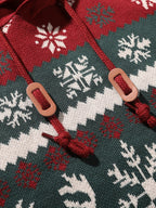 Christmas Hooded Sweater Men's Knitted Reindeer Snowflake Pullover Hoodie – Festive Wear, Holiday Gift